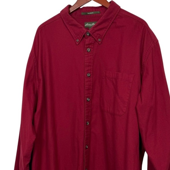 Eddie Bauer Other - Eddie Bauer Mens TXXXL Relaxed Fit Long Sleeve Button Down Shirt Dark Red Cotton